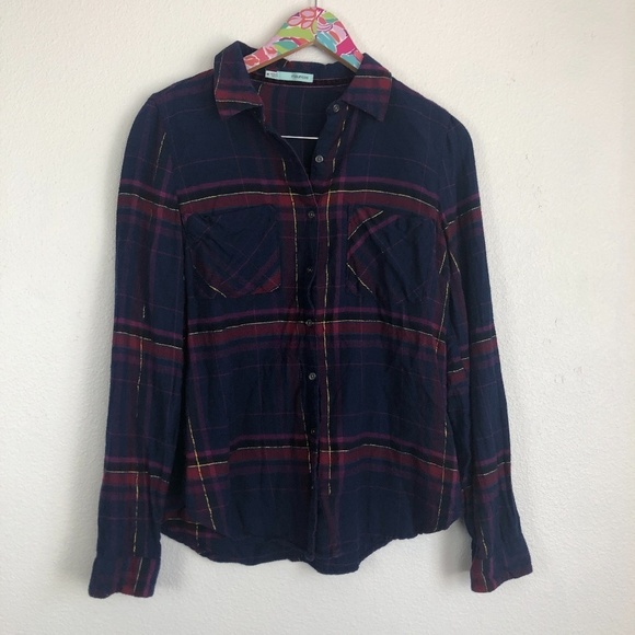 Maurices blue flannel button down size M // 1169 - Picture 1 of 5